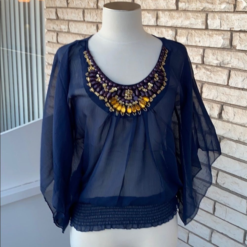 Embellished Sheer Blouse